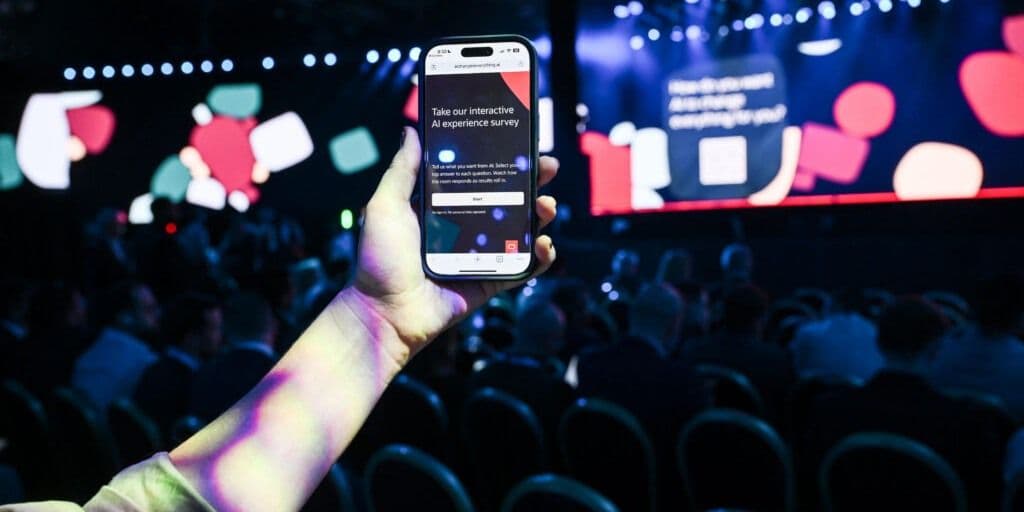 Attendee using the live conference survey