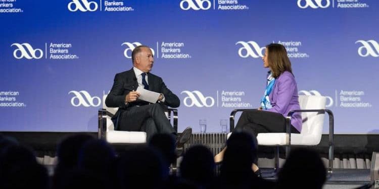 Two speakers on the ABA Annual Convention stage in New York in 2024