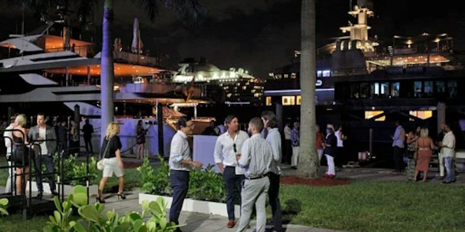 Guests meeting at the Fort Lauderdale International Boat Show Superyacht Village