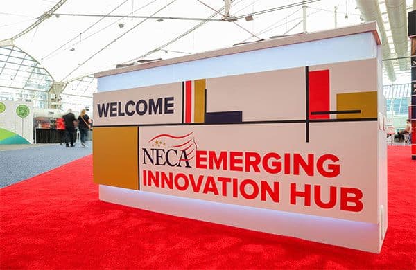 NECA Convention & Trade Show 2026 attendees on the event floor, where exhibitors can plan B2Brain lead capture